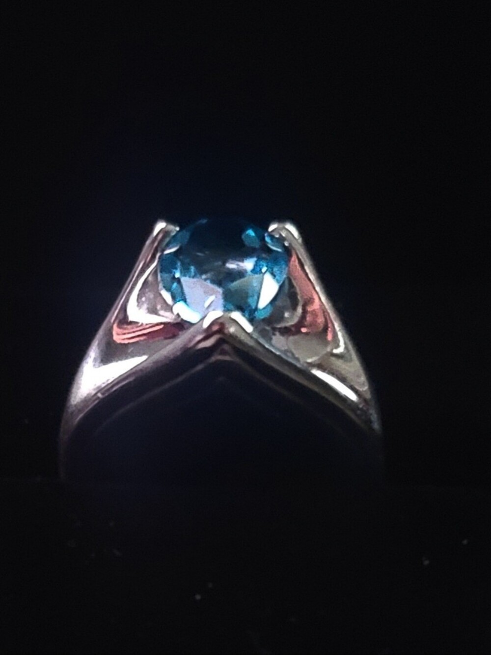 925 Sterling Slvr Kabana Blue Topaz Floating Stone Statement Ring Sz 6.5 ~ 9.8g